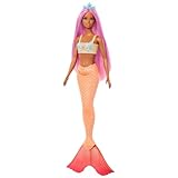 Barbie Mermaid Doll with Pink Fantasy Hair and Headband Accessory, Toy with Starfish-Inspired Bodice and Soft Orange Tail, HRR05 - Image 4