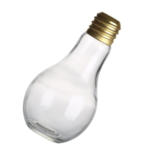Botella de vidrio de 500ml con forma de bombilla y pajita 2
