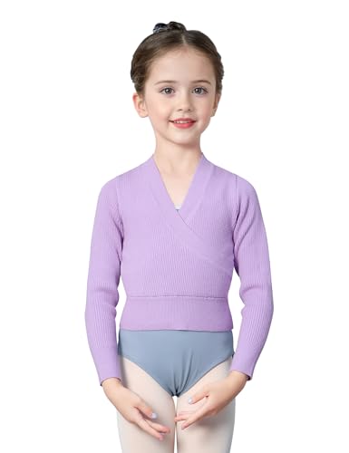 Dance Sweater for Girls Long Sleeve V-Neck Top Sweater for Ballet/Gymnastics/Sports