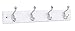 BirdRock Home Oval Hook Coat and Hat Rack | 4 Hooks | Wall Mount | White Finish | Satin Nickel Hooks