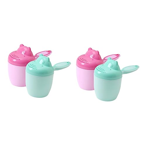 Totority 4pcs Cartoon Shampoo Cup Adorable Hippo Bath Rinse Cups for Boys and Girls Easy Use for Bathing Playtime for Home Pool Fun