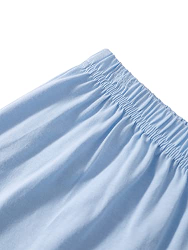 Lyaner Women's Cotton Pajamas Set Button Short Sleeve Shirt With Shorts Set Pjs Loungewear Light Blue Medium #TOP3