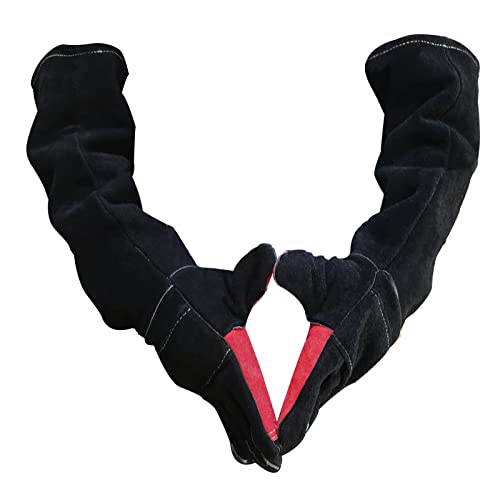 Aowpfvv 23.6 Inches 662℉ Welding Gloves Heat/Fire Resistant Leather For Stick,Mig,Tig,Forge,Bbq,Grill,Fireplace,Wood Stove,Furnace,Oven,Pot,Animal Handling Glove #TOP14