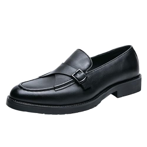 Men's Classic Leather Dress Shoes Lightweight Pointed Toe Slip-On Non-Slip Softsole Low Top Oxford Shoes
