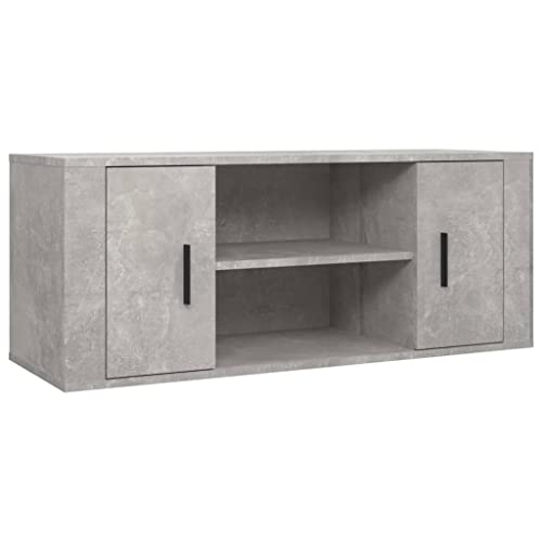vidaXL Meuble TV Gris béton 100x35x40 cm Bois d'ingénierie, Support TV, Armoire média, Armoire HiFi, unité TV, unité média, Armoire latérale, Buffet