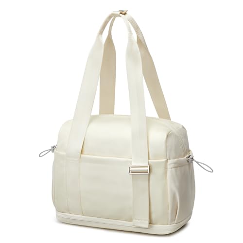 G4Free Mini Gym Bag for Women, Small Duffle Bag with Wet Pocket and Detachable Strap,Lightweight Gym Bag for Workout/Sport/Travel（BEIGE）