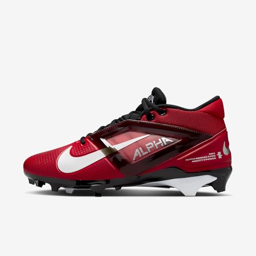 Nike Alpha Menace 4 Pro Football Cleats (FD7037-600, University Red/Metallic Silver/Team Red) Size 92