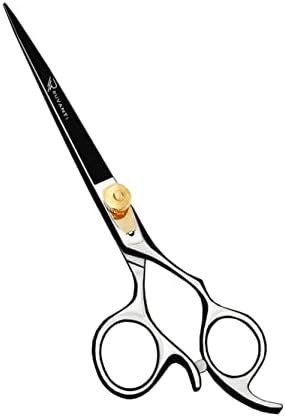 Ruvanti Professional Razor Blades Hair Scissors - Barber Hair Cutting Scissor - 6.5" Japanese Super Cobalt Stainless Steel Hair Shear - Hairdresser Scissor/Barber Shears with Golden Adjustment Screw