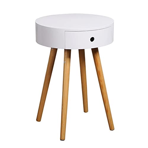 Petite table basse ronde blanche 38 cm et meuble d'appoint - 2