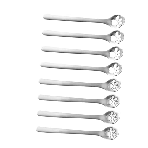 Amosfun 8個 ステンレス製猫爪コーヒースプーン おしゃれな攪拌用ティースプーン デザートやアイスクリームに キッチンやオフィスで使える