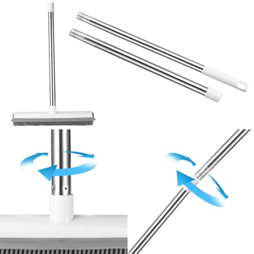 Gummibesen Gummiborsten Besen mit Abzieher Bodenbürste für Teppich mit Teleskopstiel zum Entfernen von Tiere Katzen Hunde Haare(135 cm)