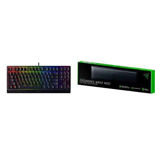 Razer BlackWidow TE Chroma v2 TKL Tenkeyless Mechanical Gaming Keyboard: Green Key Switches - Tactile & Clicky + Ergonomic Wrist Rest for Tenkeyless Keyboards Bundle
