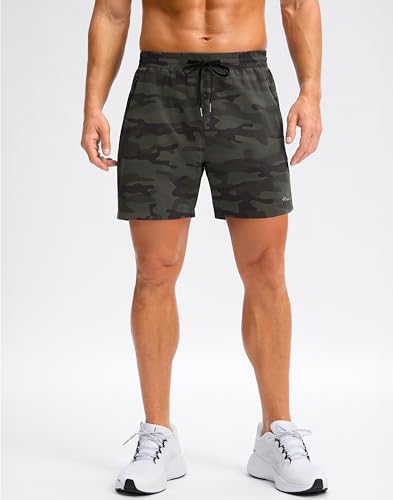 Image of Pudolla Men's Running Gym Shorts with Zipper Pockets 5 inch /7 inch / Lightweight Quick Dry Running Workout Athletic Short