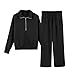 Girls 2 Piece Outfits Cute Jogger Sets Fashion Activewear Wide Leg Lounge Long Sleeve Kids Clothes Cozy Travel Tracksuit Black