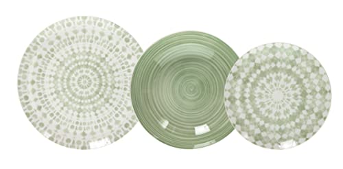 Tognana Gipsy - Vajilla para 6 personas, 18 piezas, porcelana, blanco y verde