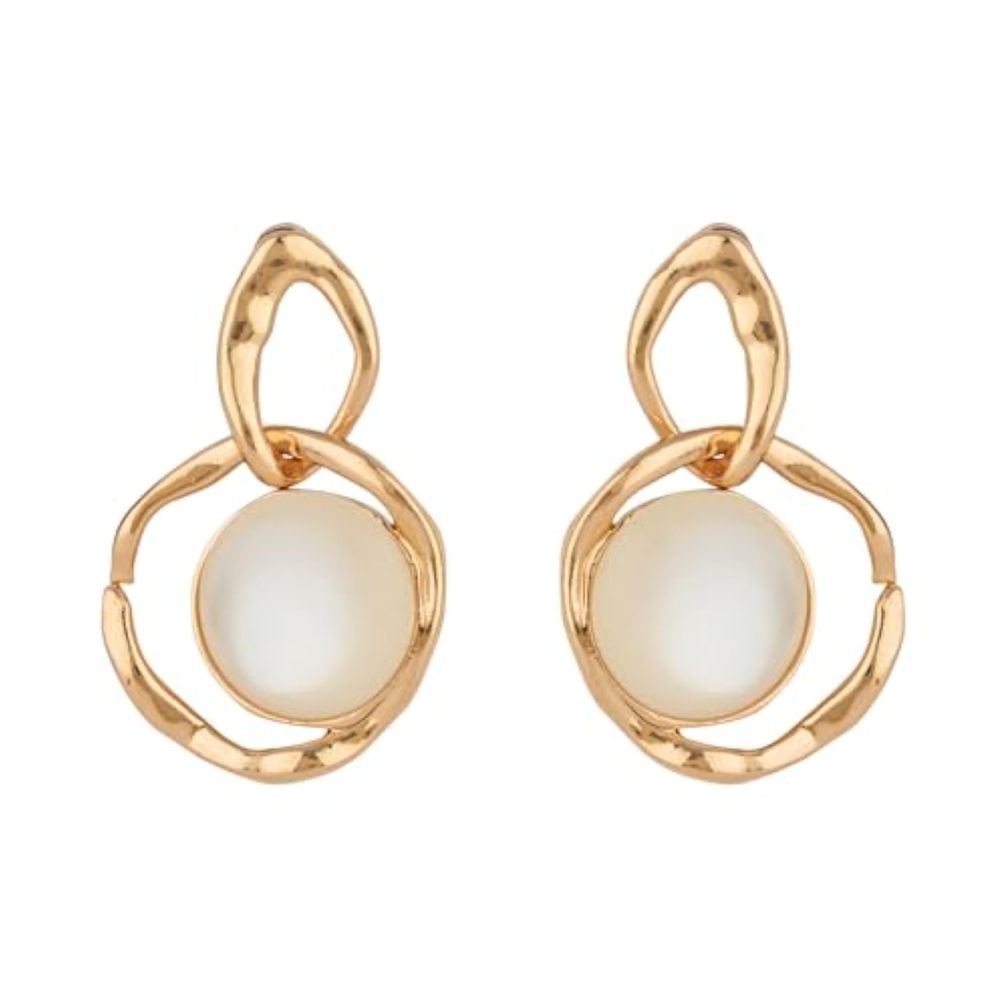 Gold Plated Lightweight Freshwater Pearl Drop Dangle Earrings