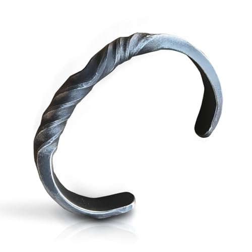 ARTIZANSTORE Twisted Iron Bracelet | Authentic Viking Accessory | LARP Cosplay & Theatrical Use | Iron Health Benefits | Durable Handcrafted Design | 5.67 x 3.74 x 1.34 Inches
