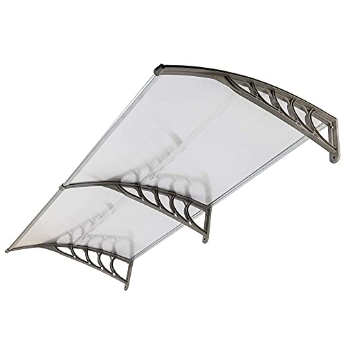Outvita Window Awning Door Canopy 80"X40", Polycarbonate Cover Front Door Outdoor Patio Awning Canopy Uv Rain Snow Sunlight Protection Hollow Sheet, Clear Board & Grey Bracket #TOP1
