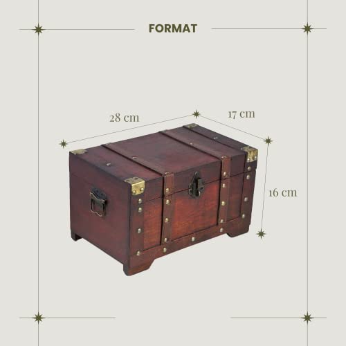 Thunderdog Miami – Piraten-Schatztruhe mit Schloss 28x17x16cm Schatzkiste Holz-Truhe - 4