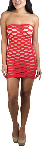 Image of ToBeInStyle Women's Stretch See Through Fishnet Novelty Mini Rave Party Dress