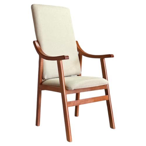Sueña y Descansa Sillón Reforzado con Brazos de Madera Extra Alto Cerezo (Cerezo Beis)