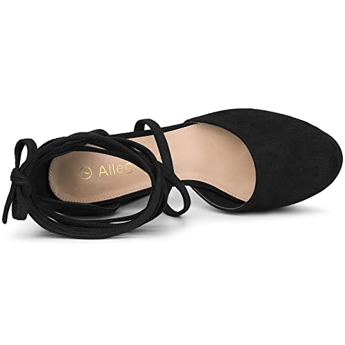 Allegra K A21092800UX0960 Women'S Platform Block Heel Black Lace Up Pumps Sandals 9 M Us thumb #3