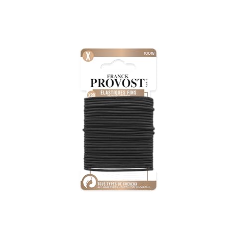 FRANCK PROVOST - Lote de 30 gomas elásticas finas, sin ataduras metálicas, color negro