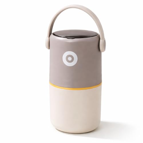 Image of YELONA 820ml Double Layer Lunch Pot for Kids & Adults | Stainless Steel 304 Bento Food Jar | Headphone Style Handle | Leak-Resistant, Two Compartment Tiffin Box (Vanilla Grey)