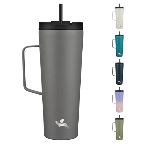 Image of Konokyo 26 oz Insulated Tumbler with Handle & Straw, Stainless Steel Mug