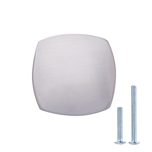 Preisvergleich Produktbild AmazonBasics - Schubladenknopf, Möbelgriff, quadratisch, abgerundete Kanten, Durchmesser: 3,2 cm, Satinierter Nickel, 10er-Pack