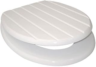Marco Paul 18" Standard Toilet Seat Universal Adjustable to Fit Most Toilets Oval Seat with Hinges & Parts Bathroom White Wooden MDF Family Toilet