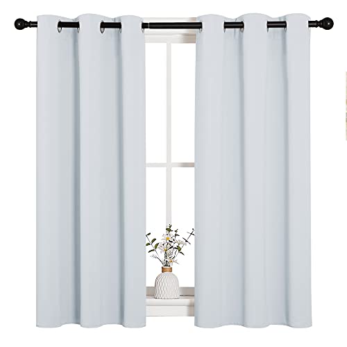 Image of NICETOWN Room Darkening Draperies Curtains Panels, Window Treatment Thermal Insulated Grommet Room Darkening Curtains /Drapes for Bedroom (Greyish White, 2 Panels, 34 by 45)
