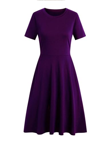 Image of Women's 2026 Fit and Flare Dress Summer Casual Elegant Vintage Floral Printed Work Party A-line Dress with Pockets 162
