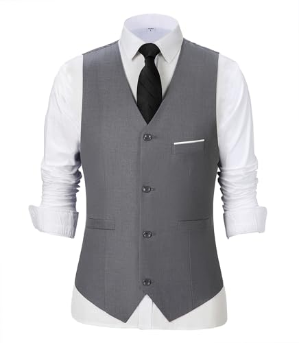 Men's Casual Business Vest V Neck Formal Dress Suit Vests Lightweight Slim Fit Waistcoat3