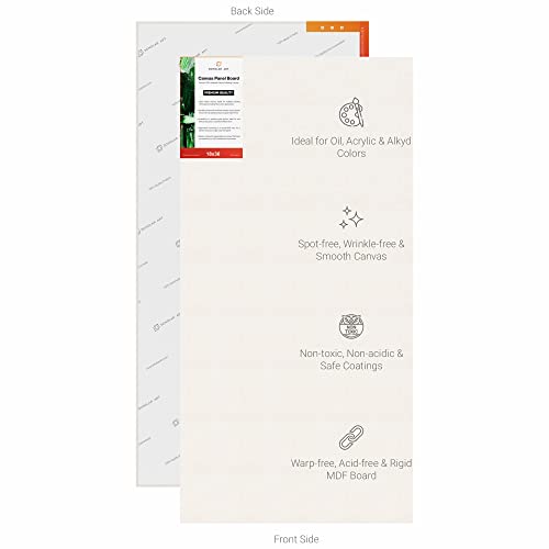 Image of Scholar Art Hobby Series 04 Oz (230 GSM) 100% Cotton Canvas Panel Board for Painting (White Blank Canvas Boards for Acrylic Paint, Oil Paint, Wet & Dry Media) | 18 inchx36 inch (45x90 cm), Pack of 4