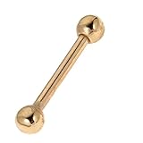 Ritastephens 14k Solid Yellow Gold Barbell Tongue Ring Body Jewelry