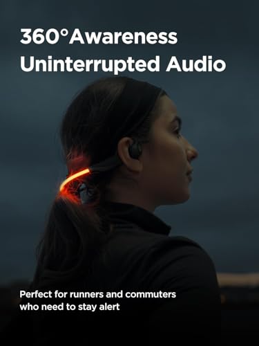 HAKII Light 2 Open Ear Headphones, IPX5 Running Headphone with 180° Ultra-Bright Beacon String, BT 6.0, 16H Playtime, Air Conduction Headphones Open Ear Earbuds for Fitness, Cycling, Outdoor - Orange — view 3