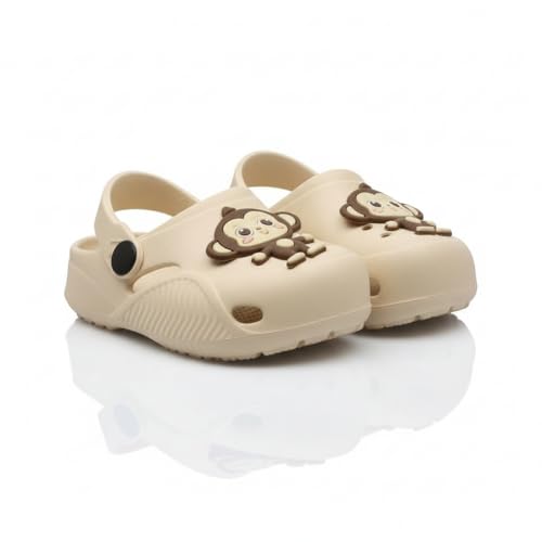 Image of GIMME ! Little Monkey, Toddler Clogs Slippers, 12 Months to 6 Years, Baby Boy, Waterproof, Lightweight, Cute Cartoon Fun Charms, Pink, Non-Slip Sole