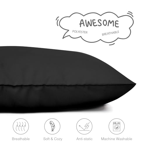Image of EXQ Home Toddler Pillowcases 13x18 Travel Pillow Case Set of 2, Small Pillow Case for Baby Pillow Sized 12x16, 13x18, Kids Pillowcases 2 Pack Machine Washable (Black)