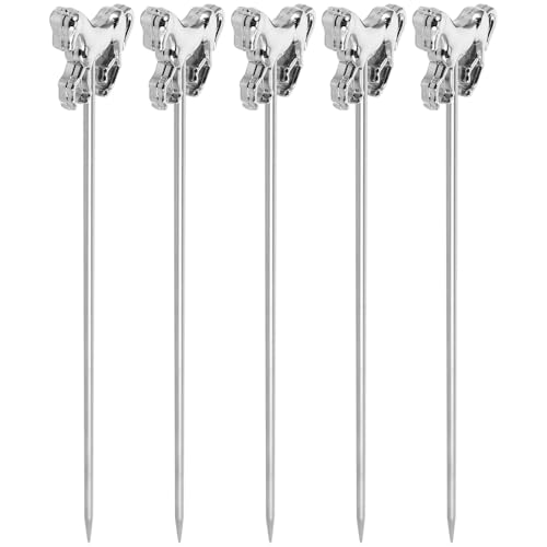 DEARMAMY 5 Stück Edelstahl Cocktailspieße Wiederverwendbare Metallspieße für Cocktails und Snacks Elegantes Design Leicht zu Reinigen Obstgabeln für Bar Party Fingerfood