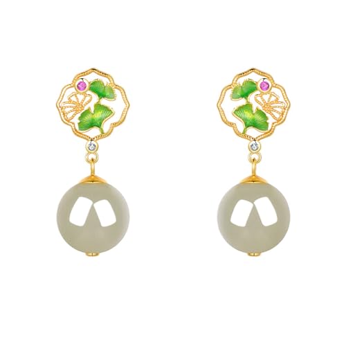 Hetian Jade S Pendientes Colgantes Largos para Mujer – Pendientes Colgantes de Esmalte Hueco Vintage, Pendientes de Rosca para Adolescentes y niñas, Fiesta de cumpleaños, día de San Valentín 1