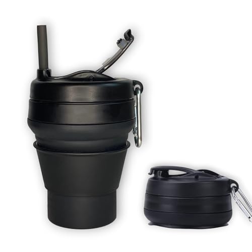 YARO Collapsible Travel Coffee Mug 16oz with Lid & Straw