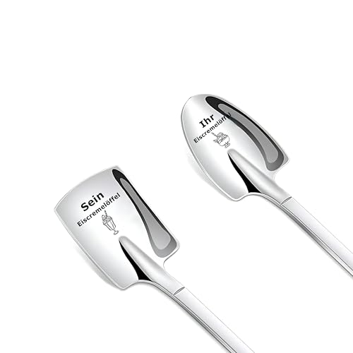 Hochzeitsgeschenke für Brautpaar 2 Stück Eislöffel mit Gravur Personalisiert Hochzeitstag Geburtstag Jahrestag Geschenke für 
