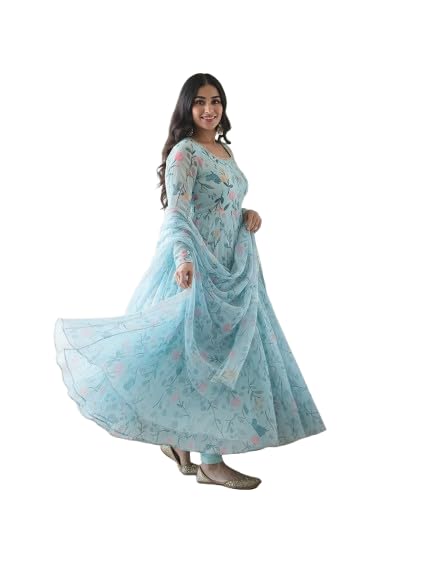 Women's Georgette Anarkali Gown with Dupatta Set | Festive | Traditional | Wedding 188_Aruna