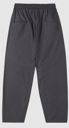 CLANMILUMS Men's Casual Elastic Waist Corduroy Pants Drawstring Loose Fit Pants (40, Dark Grey)4