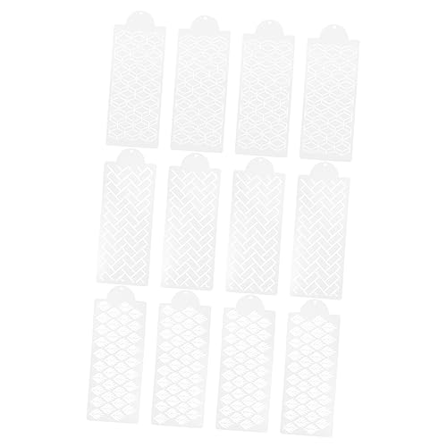 Cabilock 12pcs Cake Decorating Stencil Hollow Design Fondant Templates for Cake Side Decoration Reusable Non Stick Baking Molds for Mousse Cookies Pastries