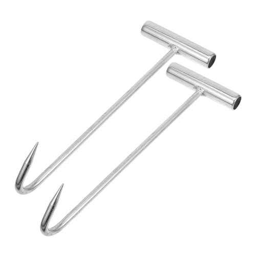 OSOLADY Stainless Steel Manhole Cover Lifter Hooks 2pcs T-Shaped for Easy Removal and Longevity