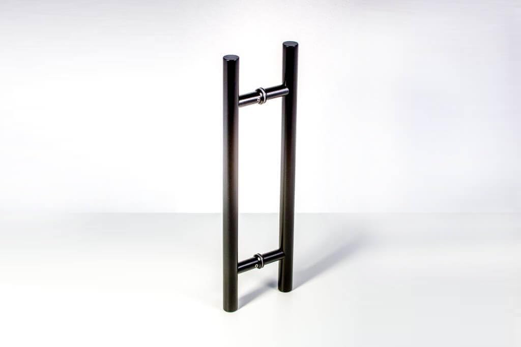 KEYTIGER 18 Inches Length Modern Stainless Steel Front Door Handles Matte Black Paint Finish, Internal External Door Pull Push Handle for Single or Double Doors Sliding Barn Doors, Round Bar