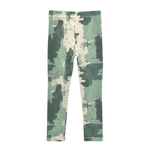 Vintage Forest Green Army Camouflage Girls Leggings Kids Yoga Pants Dance Active Tights 4T2