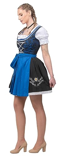 Edelweiss Creek Women’s Oktoberfest Dirndl Dress – 3-Piece Traditional German Bavarian Outfit Black & Blue 8